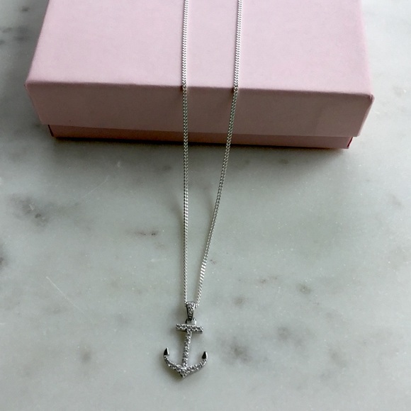 Sterling Silver Cz Anchor Necklace - Picture 2 of 15